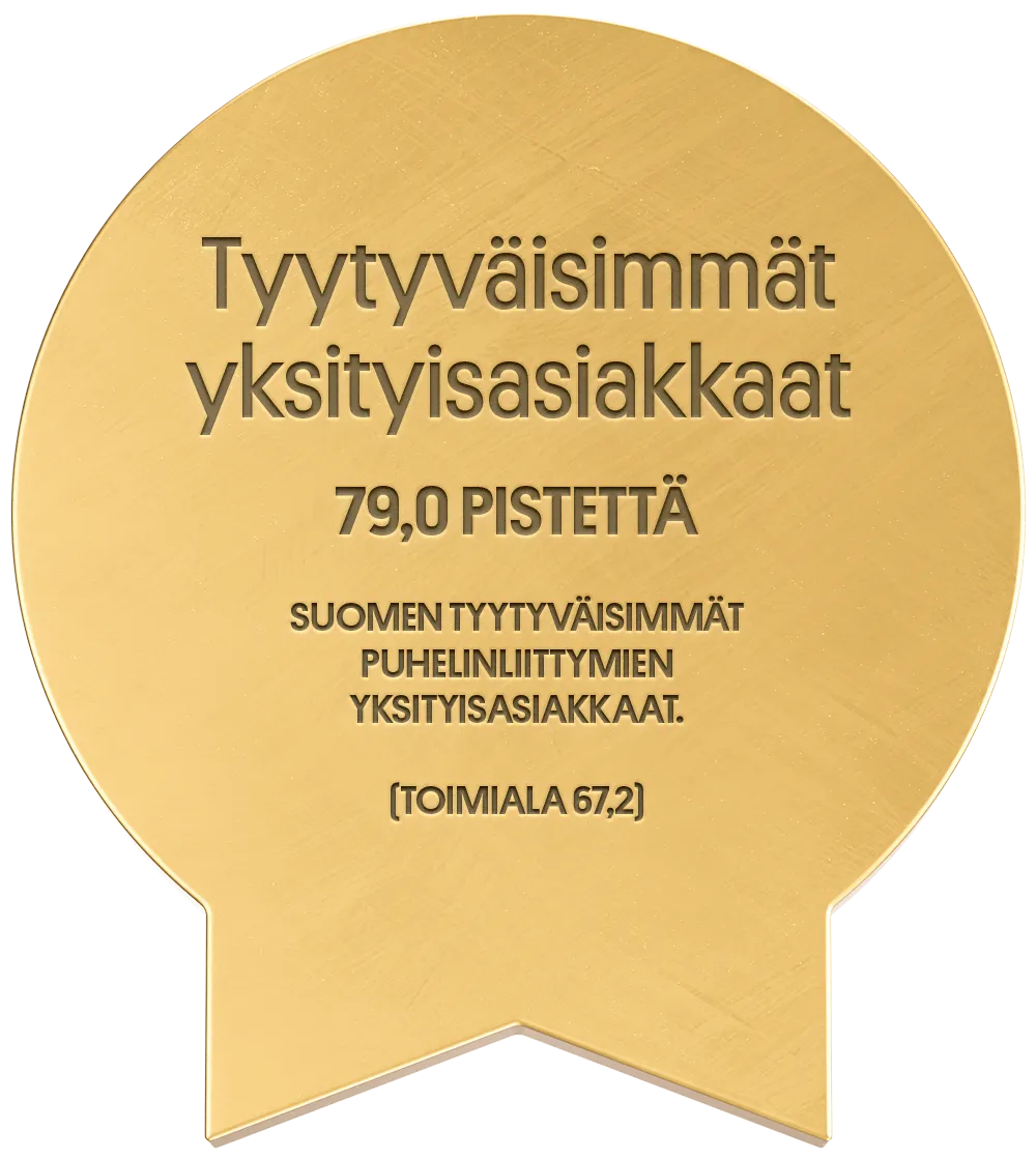 Tyytyväisimmät yksityisasiakkaat - 79,0 pistettä - suomen tyytyväisimmät puhelinliittymien yksityisasiakkaat. (toimiala 67,2)