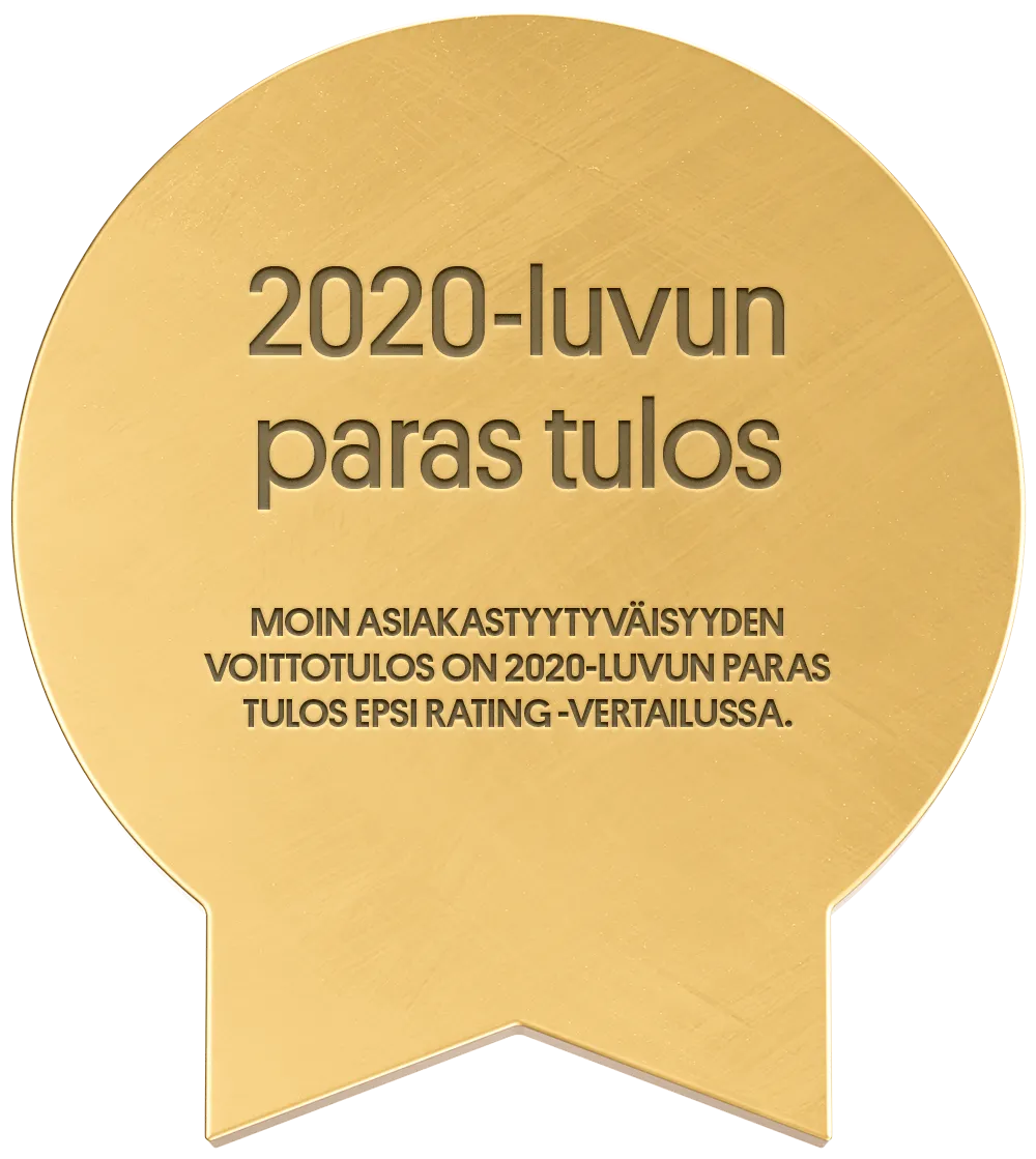 2020-luvun paras tulos - Moin asiakastyytyväisyyden voittotulos on 2020-luvun paras tulos EPSI Rating -vertailussa.